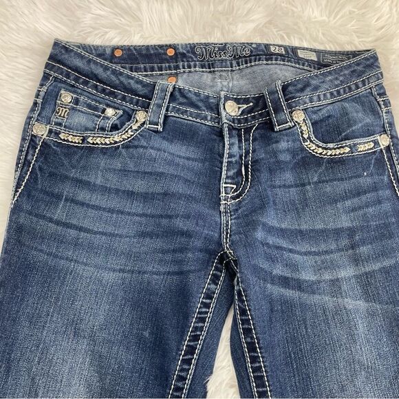 Miss Me Signature Bootcut Rhinestone Flower Jeans - Picture 3 of 6
